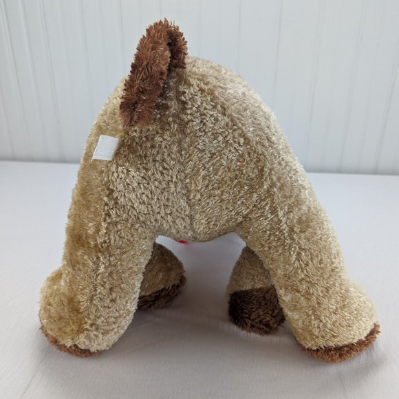 Lucky Toys Brown Spotted Puppy Dog Plush 16" Stuffed Animal Red Heart Ribbon - Picture 7 of 9